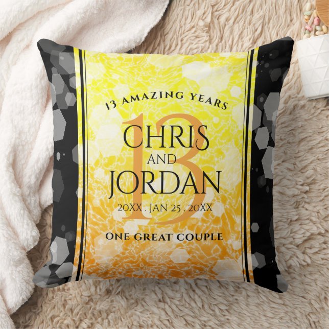 Elegant 13th Citrine Wedding Anniversary Throw Pillow (Blanket)