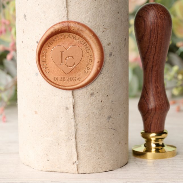 Elegant 13th Citrine Wedding Anniversary Wax Seal Stamp (Insitu (Parchment))