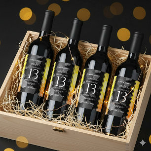 Elegant 13th Citrine Wedding Anniversary Wine Label