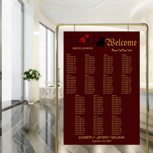 Elegant 14-Seat Wedding Seating Chart Foam Board (Creator Uploaded)