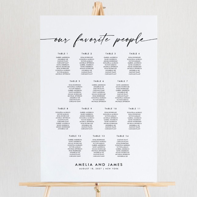 Elegant 14 Tables Favorite People Seating Chart (Creator Uploaded)