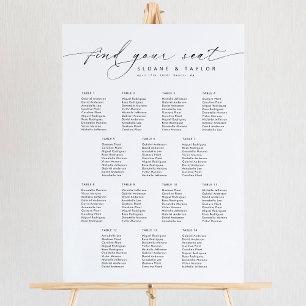 Elegant 14 Tables Welcome Seating Chart Foam Board