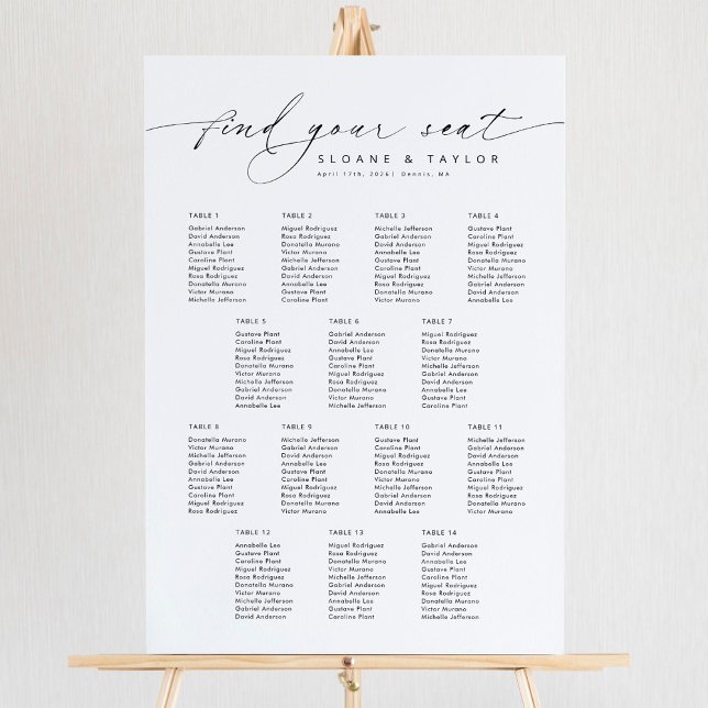 Elegant 14 Tables Welcome Seating Chart Foam Board (Creator Uploaded)