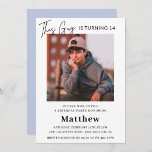 Elegant 14th birthday invitations Boy Photo