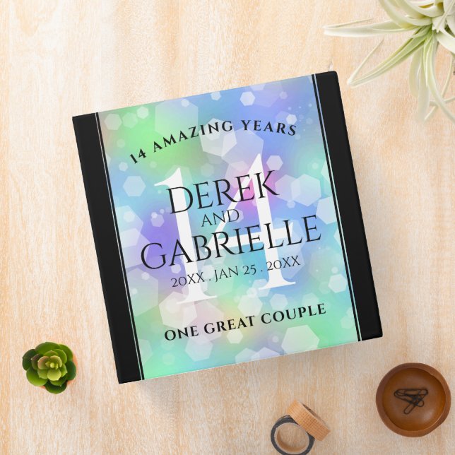 Elegant 14th Opal Wedding Anniversary Celebration 3 Ring Binder (In Situ)