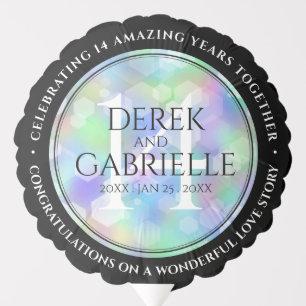 Elegant 14th Opal Wedding Anniversary Celebration Balloon