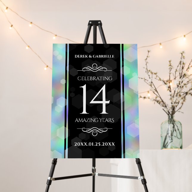 Elegant 14th Opal Wedding Anniversary Celebration Foam Board (In Situ (Stand))