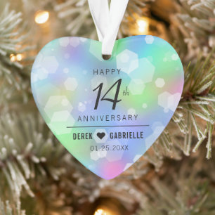 Elegant 14th Opal Wedding Anniversary Celebration Ornament