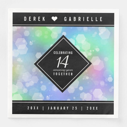 Elegant 14th Opal Wedding Anniversary Celebration Paper Dinner Napkins