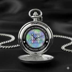 Elegant 14th Opal Wedding Anniversary Celebration Pocket Watch