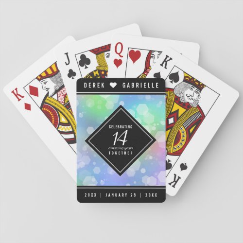 Elegant 14th Opal Wedding Anniversary Celebration Poker Cards