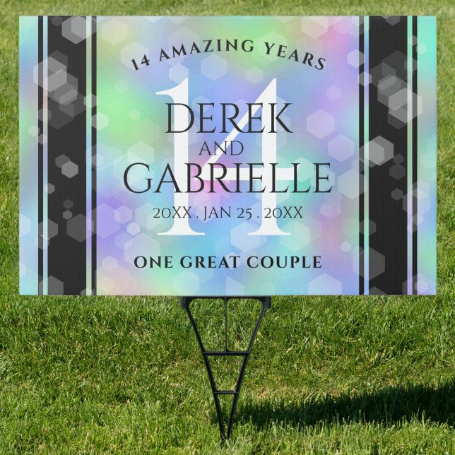 Elegant 14th Opal Wedding Anniversary Celebration Sign (Insitu)