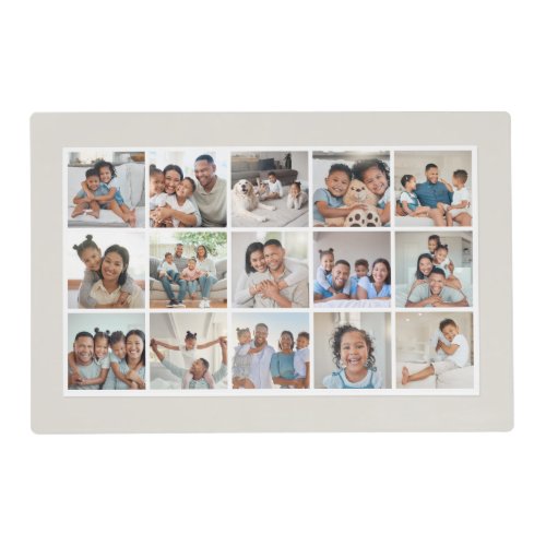Elegant 15‑Photo Modern Family Collage Laminated Placemat