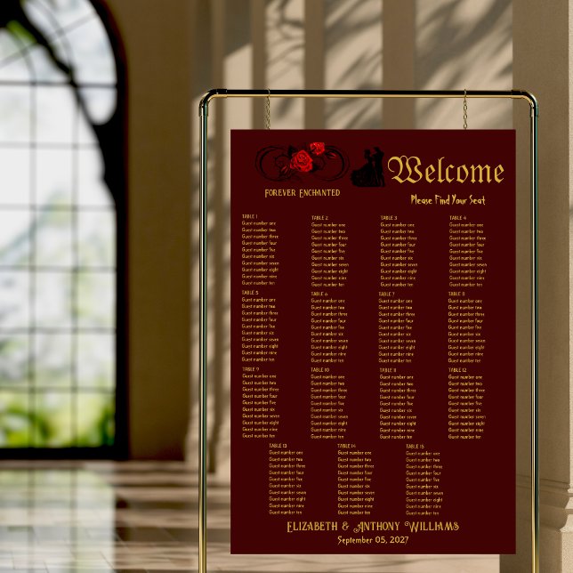 Elegant 15-Seat Wedding Seating Chart Foam Board (Creator Uploaded)