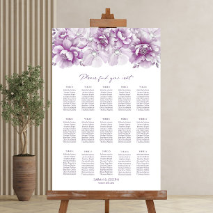 Elegant 15 Table Pink Floral Wedding Seating Chart