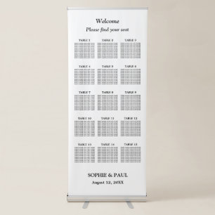 Elegant 15 Table Wedding Seating Chart Retractable Banner