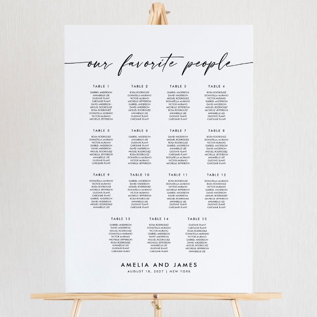 Elegant 15 Tables Favorite People Seating Chart (Creator Uploaded)