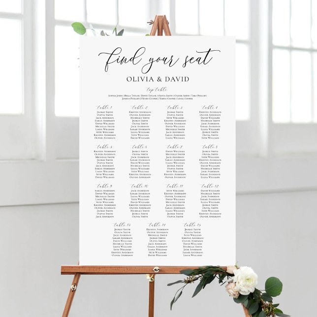 Elegant 15 Tables Find Your Seat Seating Chart Foam Board (Creator Uploaded)