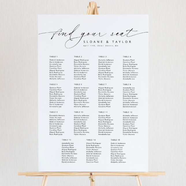 Elegant 15 Tables Welcome Seating Chart Foam Board (Creator Uploaded)