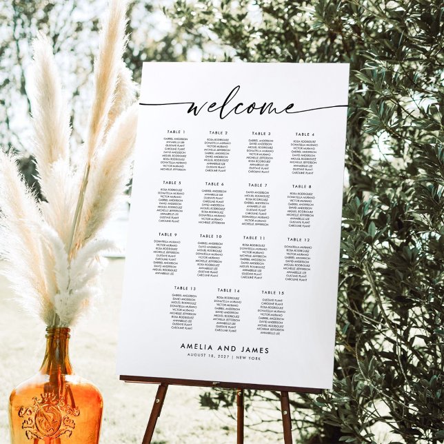 Elegant 15 Tables Welcome Seating Chart Foam Board (Creator Uploaded)