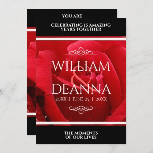 Elegant 15th 26th 36th Rose Wedding Anniversary Invitation
