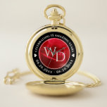 Elegant 15th 26th 36th Rose Wedding Anniversary Pocket Watch<br><div class="desc">Does love stand the test of time? Celebrate the 15th, 26th, or 36th wedding anniversary in style with this commemorative pocket watch! Elegant white serif lettering with hexagonal confetti on a romantic red rose background add a memorable touch for this special occasion and (extraordinary) milestone. Customize with couple's initials, a...</div>