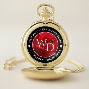 Elegant 15th 26th 36th Rose Wedding Anniversary Pocket Watch by expressionsoccasions at Zazzle