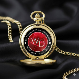 Elegant 15th 26th 36th Rose Wedding Anniversary Pocket Watch