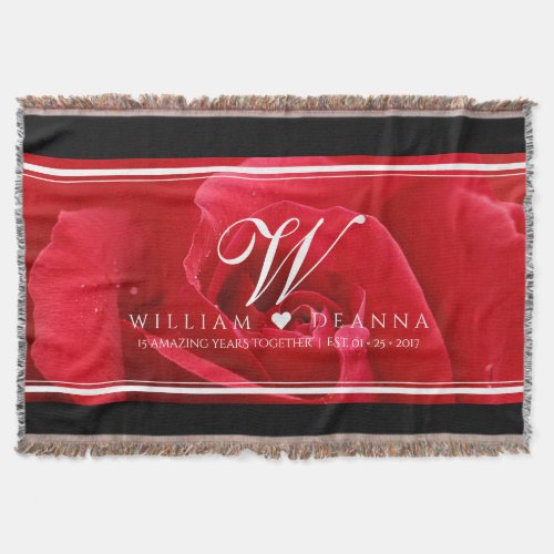 Elegant 15th 26th 36th Rose Wedding Anniversary Throw Blanket