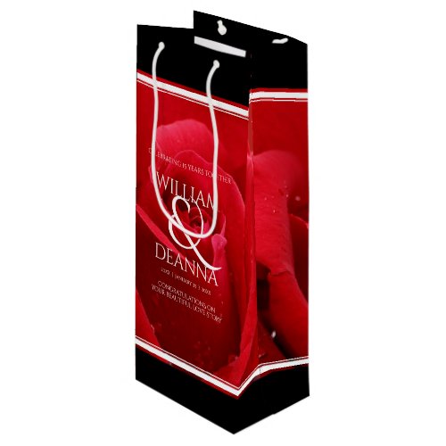 Elegant 15th 26th 36th Rose Wedding Anniversary Wine Gift Bag