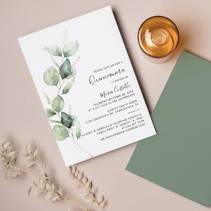 Elegant 15th Birthday Eucalyptus Quinceanera Invitation