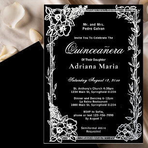Elegant 15th Birthday Quinceanera Silver Foil Invitation