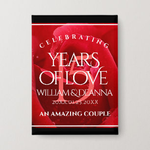 Elegant 15th Rose Wedding Anniversary Celebration Button