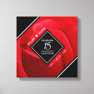 Elegant 15th Rose Wedding Anniversary Celebration Canvas Print