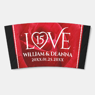 Elegant 15th Rose Wedding Anniversary Celebration Coffee Cup Sleeve