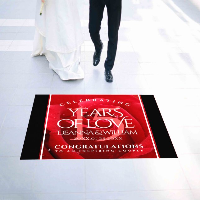 Elegant 15th Rose Wedding Anniversary Celebration Floor Decals (Wedding)