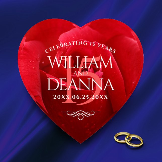 Elegant 15th Rose Wedding Anniversary Celebration Paperweight (Creator Uploaded)