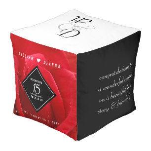 Elegant 15th Rose Wedding Anniversary Celebration Pouf