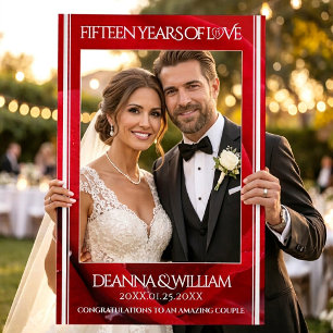 Elegant 15th Rose Wedding Anniversary Celebration Selfie Frame