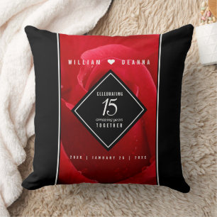 Elegant 15th Rose Wedding Anniversary Celebration Throw Pillow