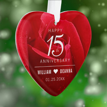 Elegant 15th Rose Wedding Anniversary Ornament by expressionsoccasions at Zazzle