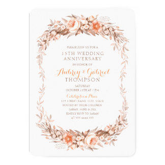 Elegant 15th Wedding Anniversary Floral Fall Invitation