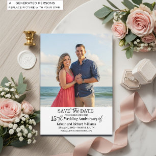 Elegant 15th Wedding Anniversary Photo Save The Date