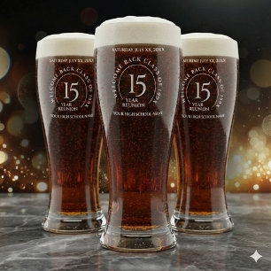 Elegant 15th Year School College Class Reunion Pilsner Glass