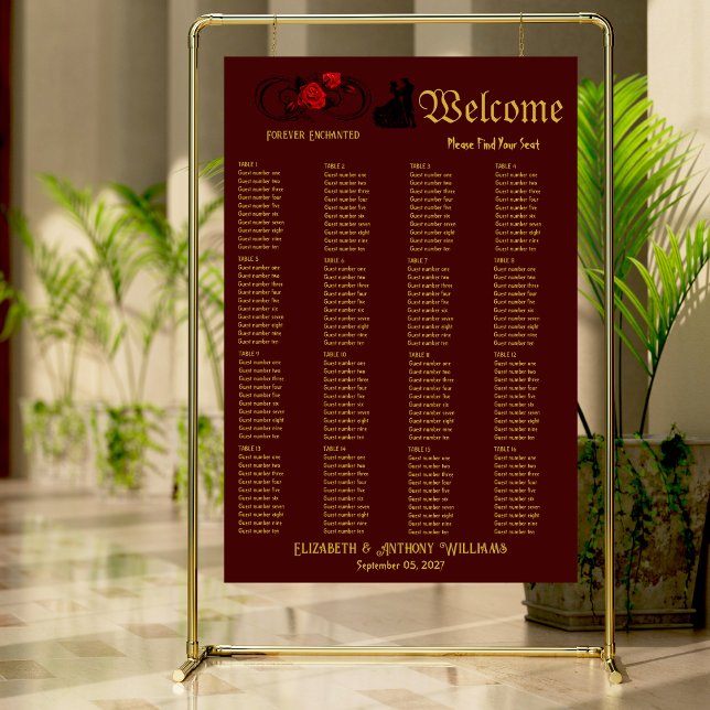 Elegant 16-Seat Wedding Seating Chart Foam Board (Creator Uploaded)