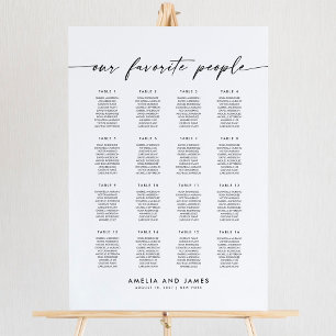 Elegant 16 Tables Favorite People Seating Chart Foam Board