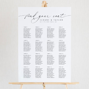 Elegant 16 Tables Welcome Seating Chart Foam Board