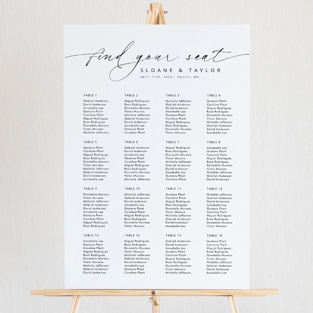 Elegant 16 Tables Welcome Seating Chart Foam Board (Creator Uploaded)