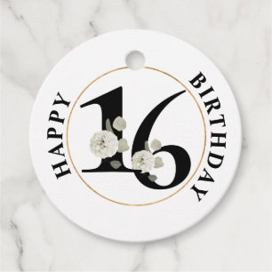 Elegant 16th Birthday Favor Tags