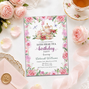 Elegant 16th Birthday High Tea Party  Invitation